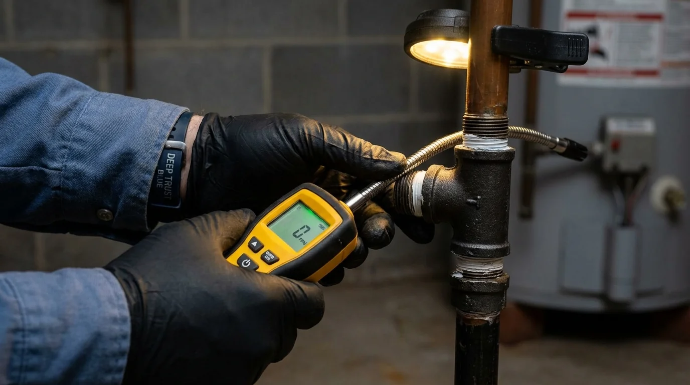 Gas leak detection with electronic sniffer by Johns Plumbing LLC in Lewistown