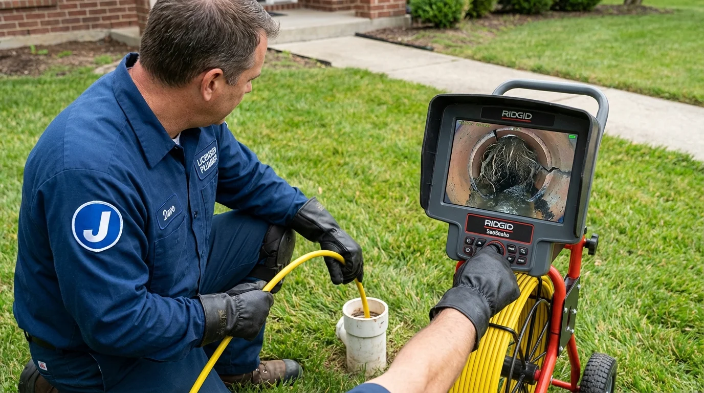 Sewer camera inspection being performed by Johns Plumbing LLC in Lewistown